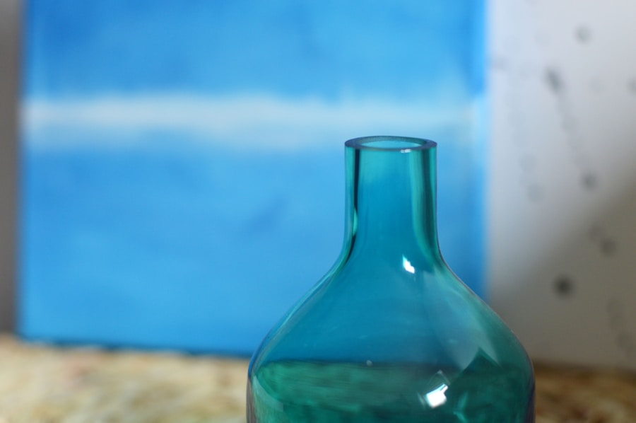 Blue laboratory glassware